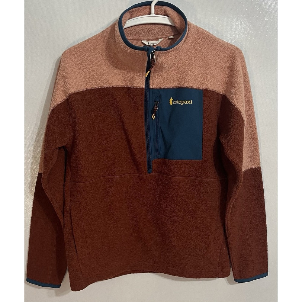 Cotopaxi S Abrazo Half Zip Fleece Jacket Womens Rust Peach Colorblock Mock Neck